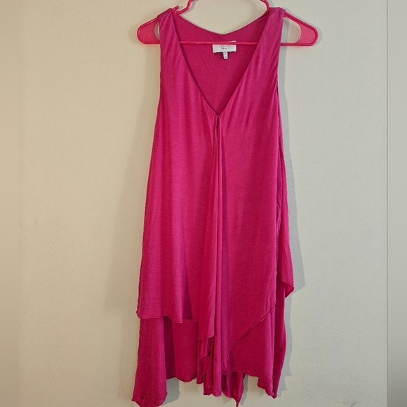 Adam Lippes Sz Medium Asymetrical  Handkerchief Dress Pink Loose Fit Sleeveless - Picture 3 of 7